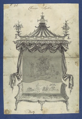 Chinese Sopha [Sofa], in Chippendale Drawings, Vol. I by Thomas Chippendale, drawing, 1754