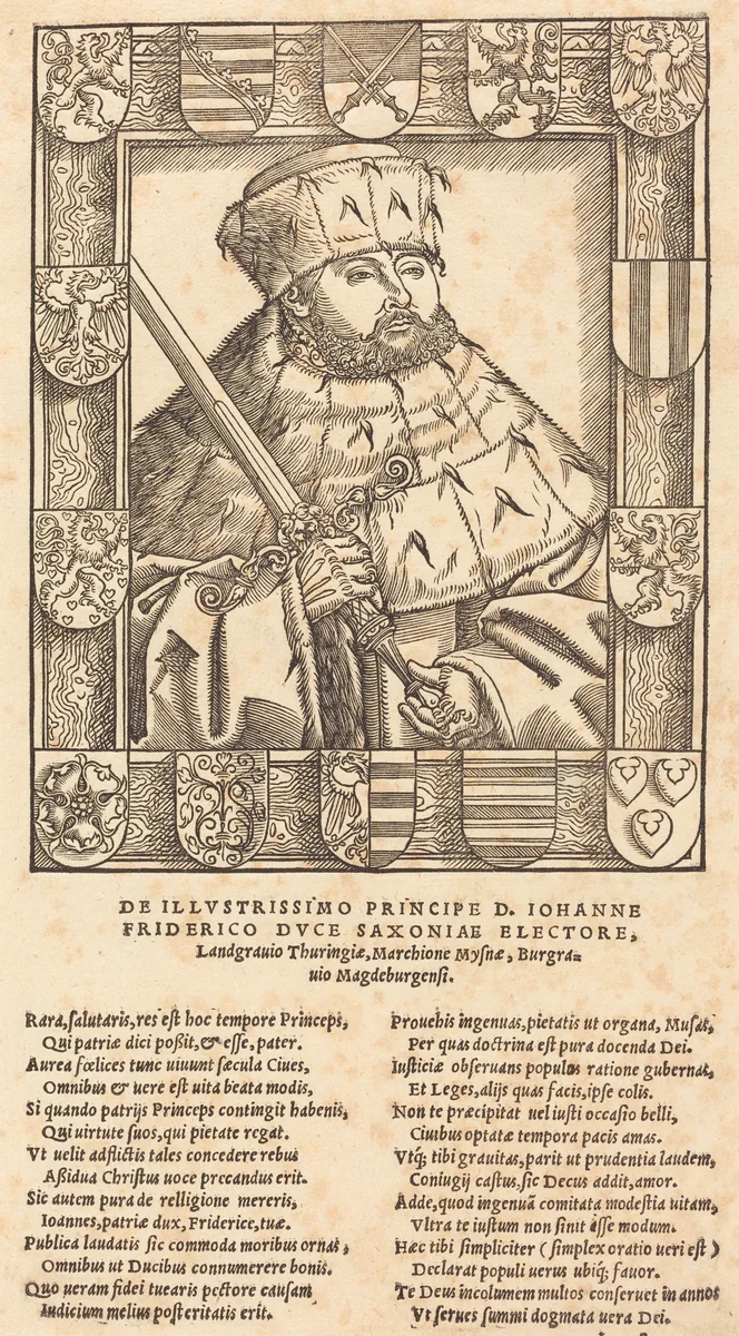 John Frederic the Magnanimous, in Electoral Robes by Lucas Cranach the Younger, print, 1500-1599