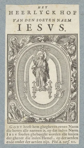 Christuskind staand op monogram by Christoffel van Sichem, print, 1629