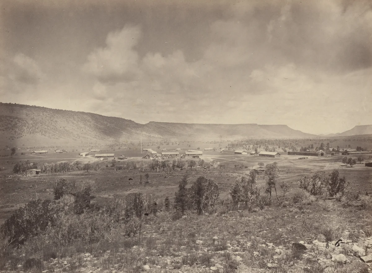 Distant View of Camp Apache, Arizona by Timothy O'Sullivan, photograph, 1871
