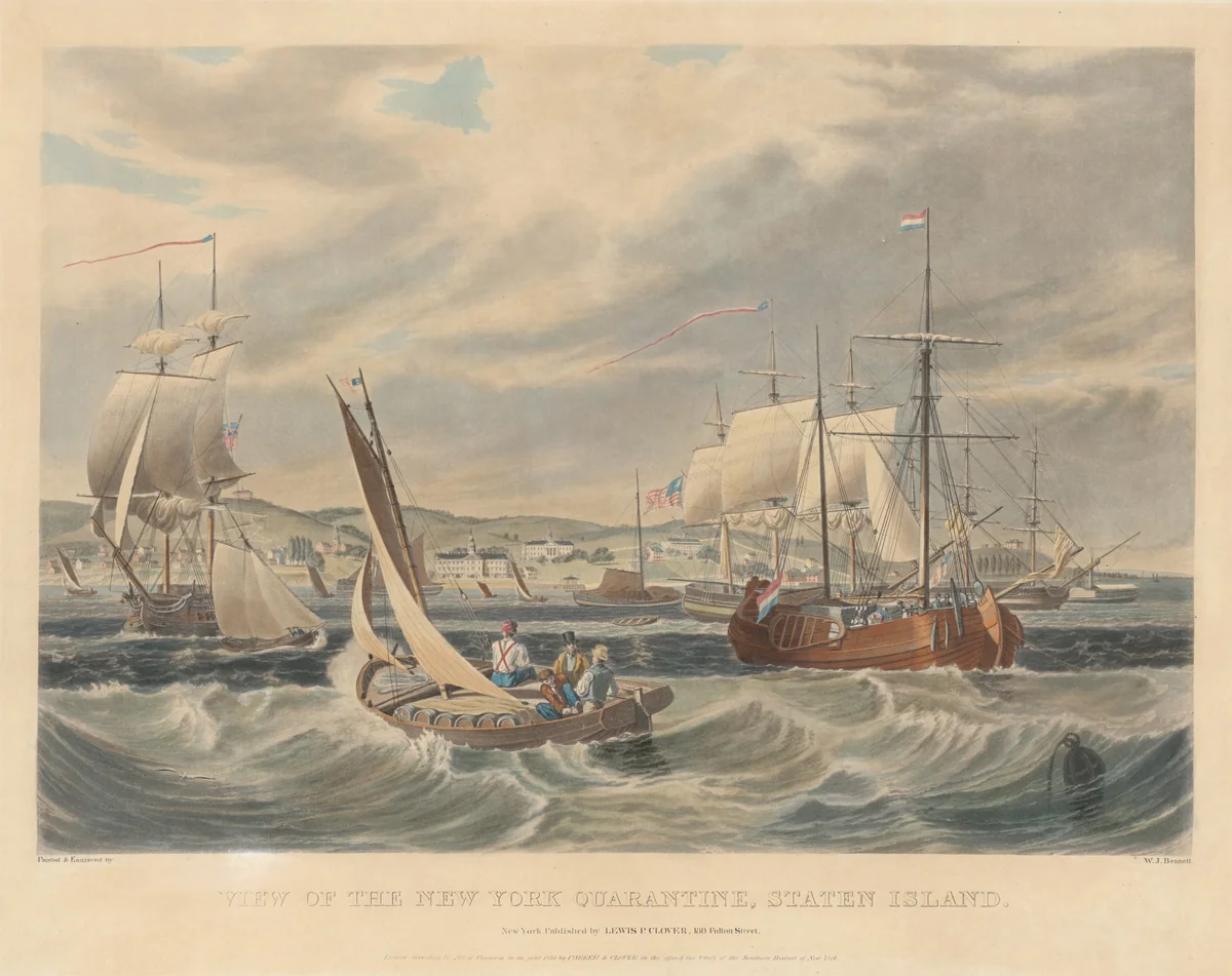 View of the New York Quarantine, Staten Island by William James Bennett, print, 1833