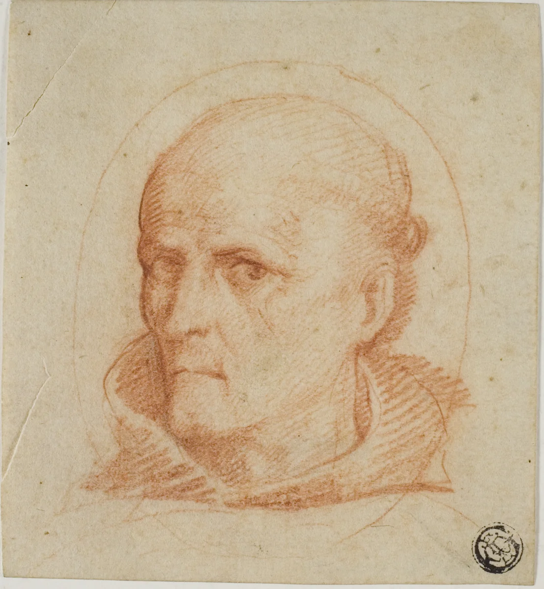 Portrait Head of Franciscan Monk by Unknown Artist, drawing, 1500-1699