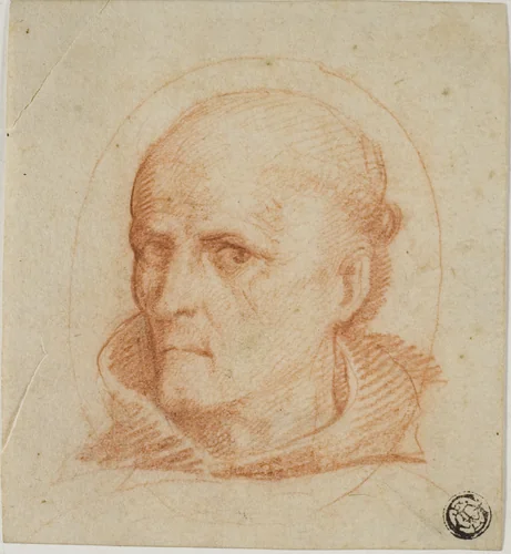 Portrait Head of Franciscan Monk by Unknown Artist, drawing, 1500-1699