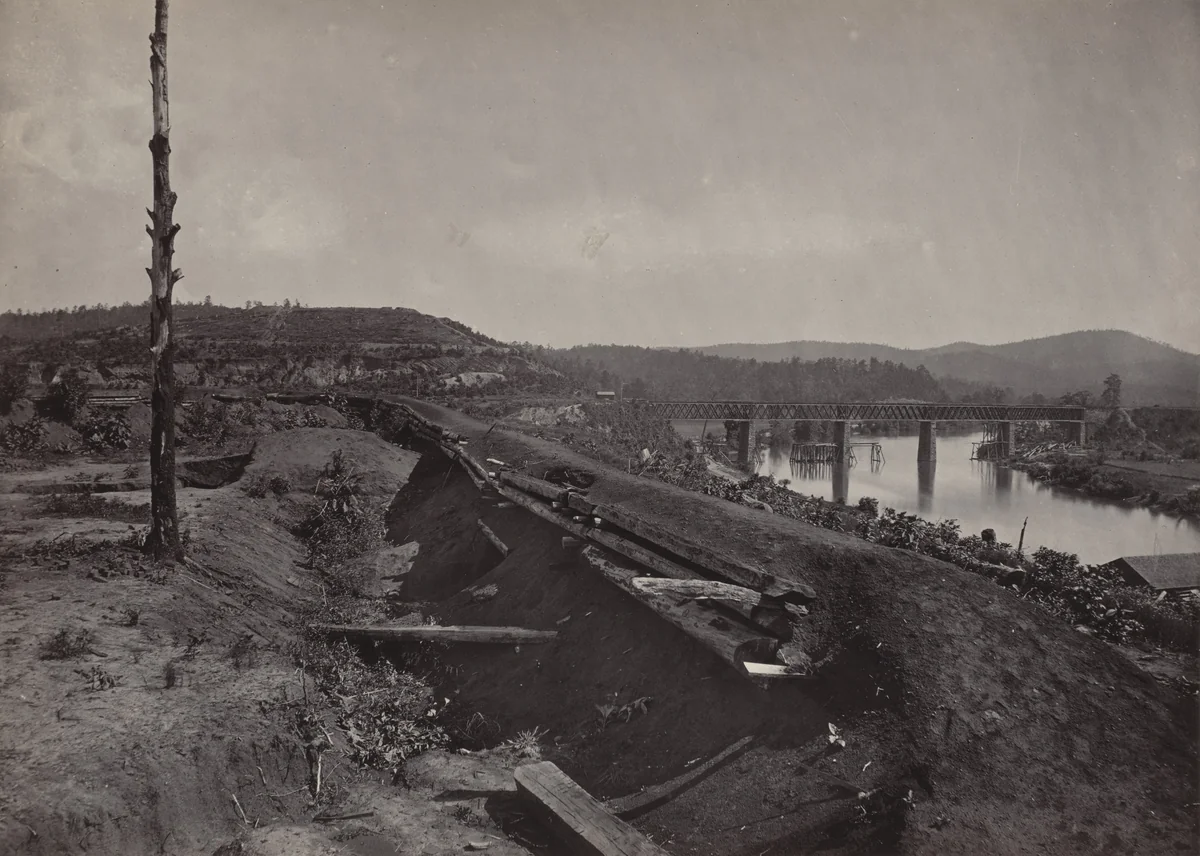 Defences of the Etawah Bridge from the album Photographic Views of Sherman's Campaign by George N. Barnard, photograph, 1864