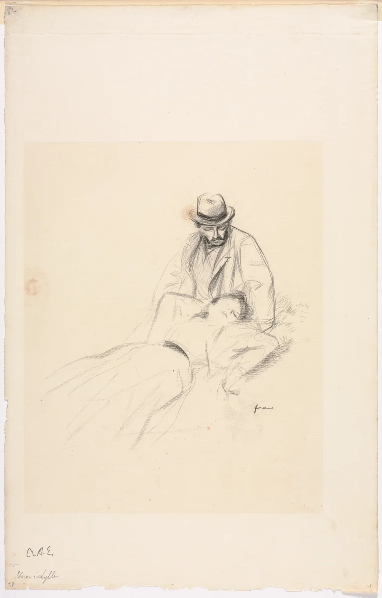 An Idyll by Jean-Louis Forain, drawing, 1852-1931