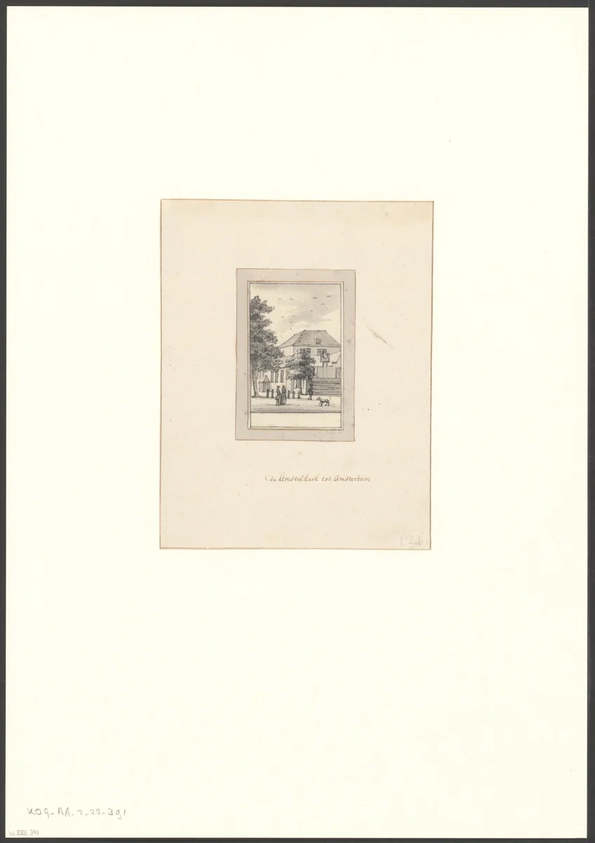 Gezicht op de Amstelkerk by anonymous, drawing, 1600-1750