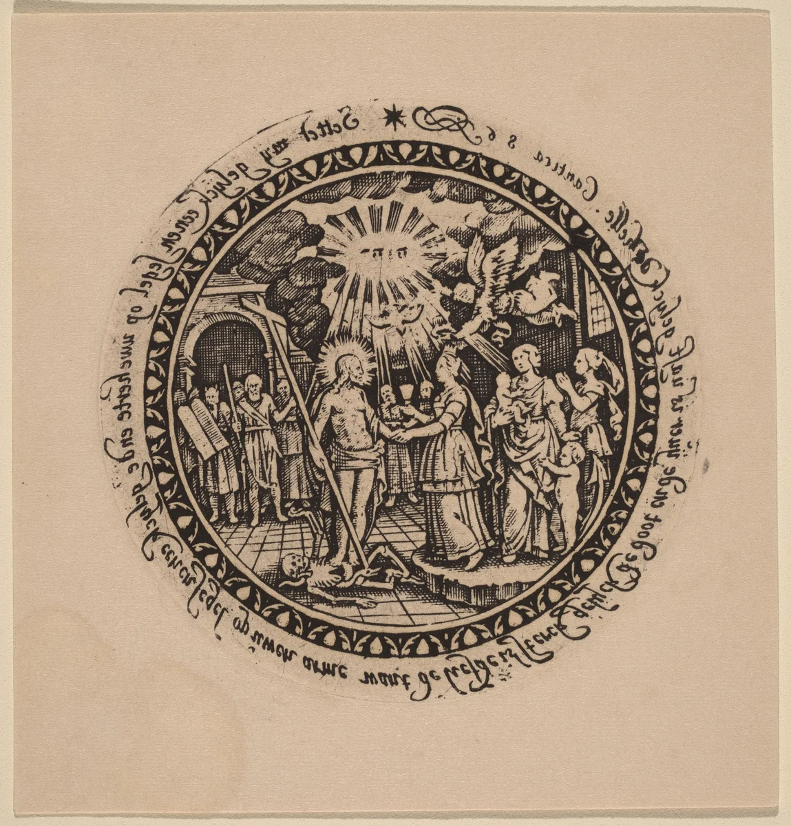 Triumphant Christ with Prophets and Saints by Netherlandish 16th Century, print, 1500-1599