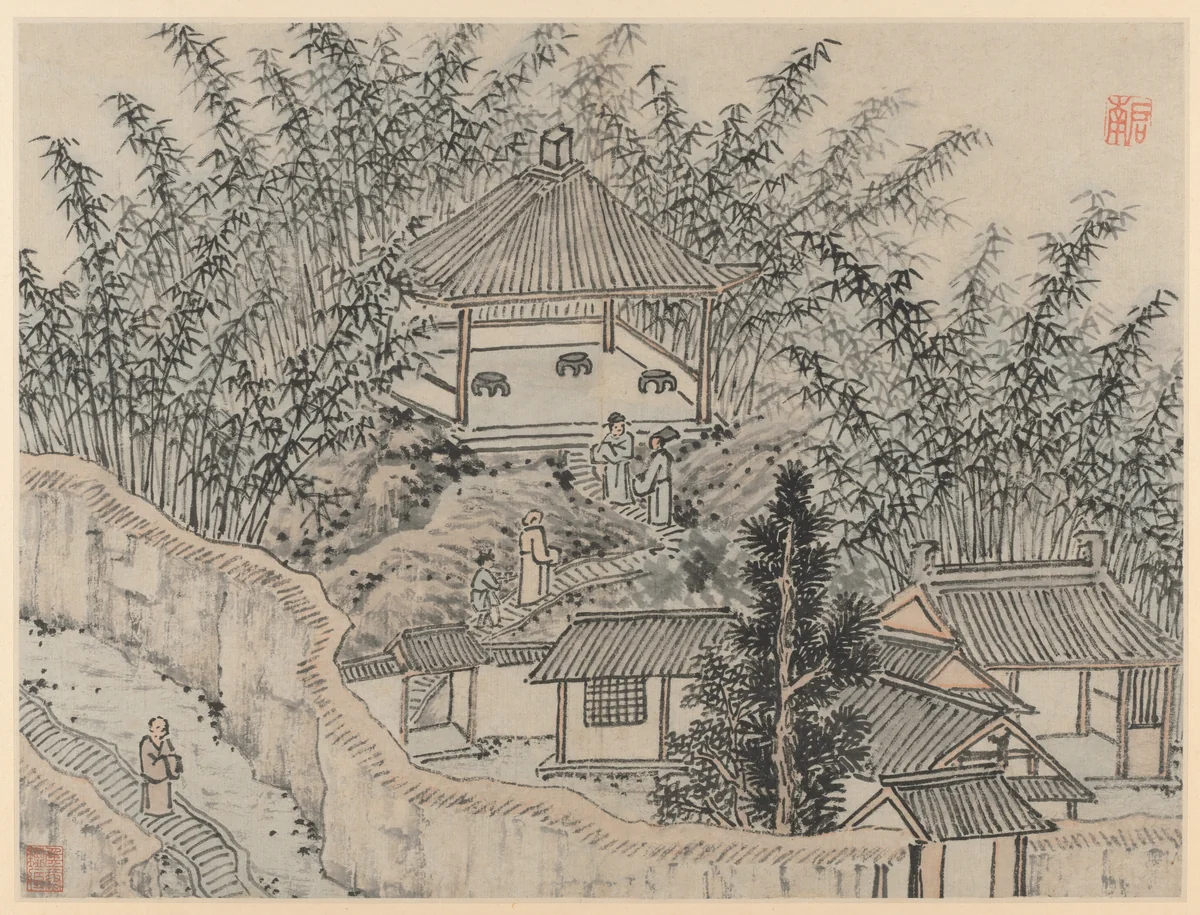 Bamboo Pavilion, Tiger Hill, from Twelve Views of Tiger Hill, Suzhou by Shen Zhou (沈周), painting, 1491-1509