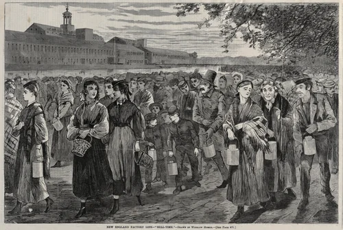 New England Factory Life - "Bell-Time" by Winslow Homer, print, 1868