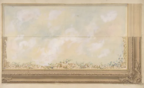 Ceiling Design for the Dining Room of the Duke d'Albe, Madrid by Jules-Edmond-Charles Lachaise, drawing, 1850-1900