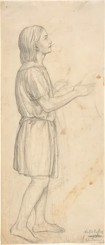 Standing Youth, Looking Up by Otto Speckter, drawing, 1820-1871