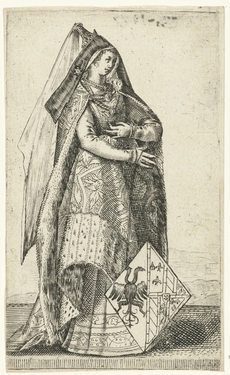 Portret van Maria, hertogin van Bourgondië by Adriaen Matham, print, 1620