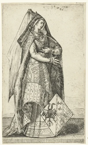Portret van Maria, hertogin van Bourgondië by Adriaen Matham, print, 1620