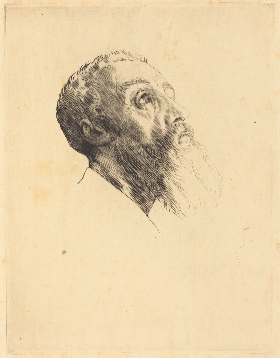 Head of a Model (Tete de modele) by Alphonse Legros, print, 1837-1911