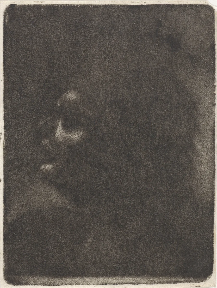 Kop van een man, in profiel naar links by anonymous, print, 1680-1800