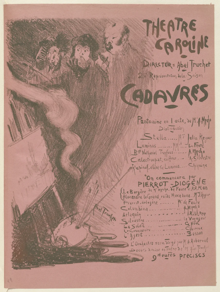 Program for Cadavres from The Beraldi Album of Theatre Programs by Louis Abel-Truchet, print, 1890