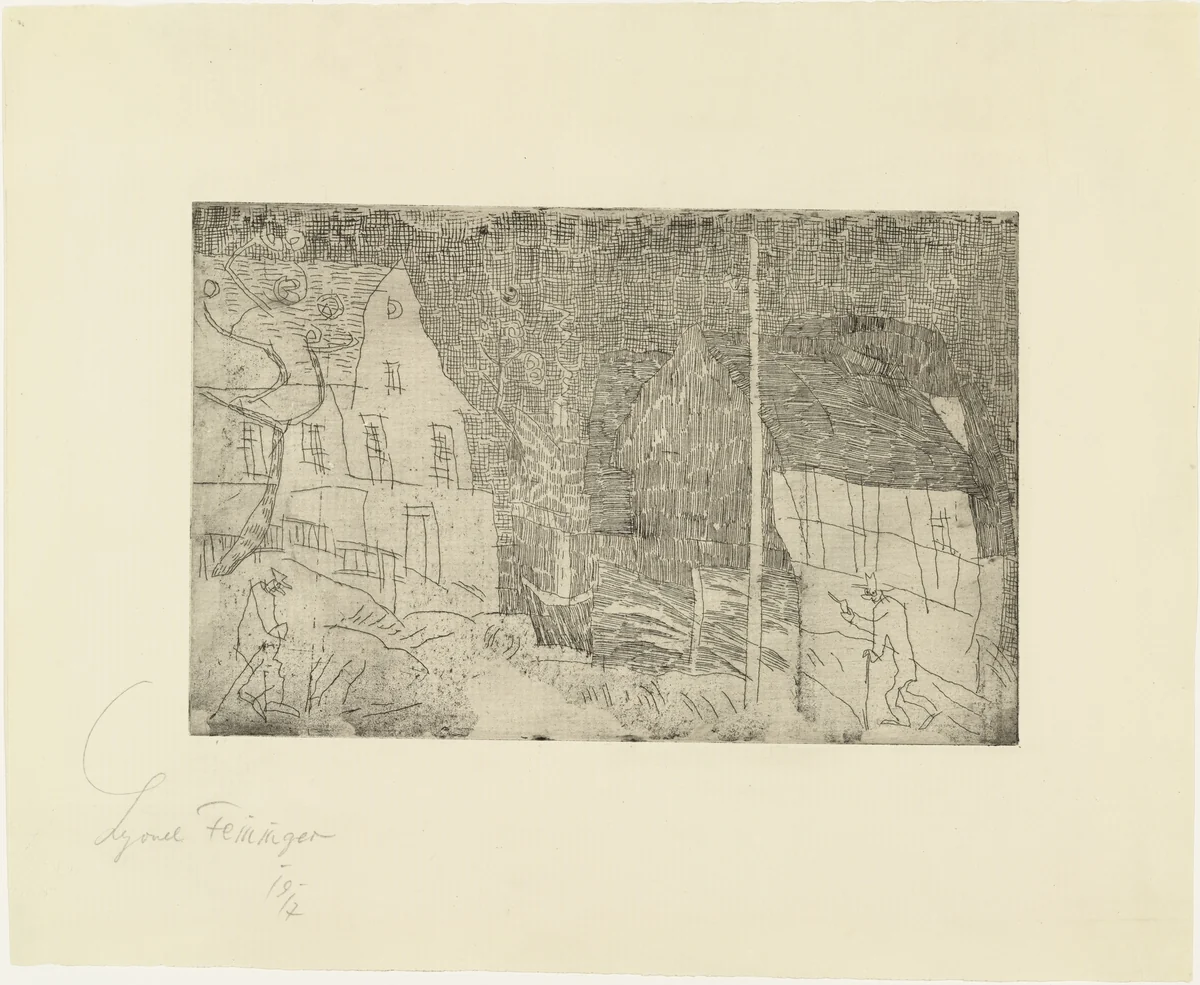 The Evening Greeting (Abendgruss) by Lyonel Feininger, print, 1917