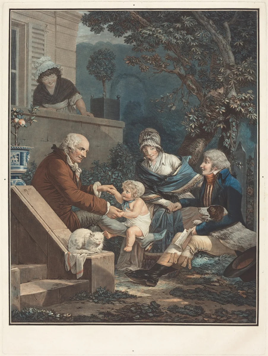 Les Plaisirs paternels (Paternal Pleasures) by Philibert Louis Debucourt, print, 1755-1832