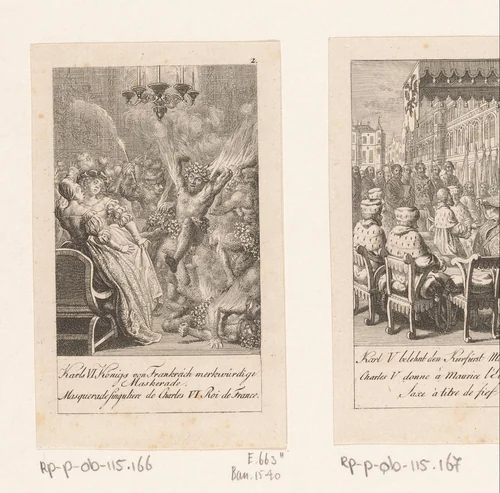 Merkwaardige maskerade van Karel VI by Daniel Nikolaus Chodowiecki, print, 1791