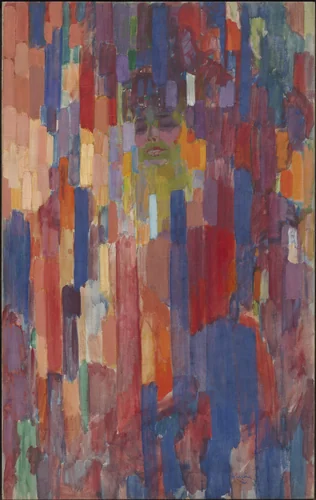 Mme Kupka among Verticals by František Kupka, painting, 1910