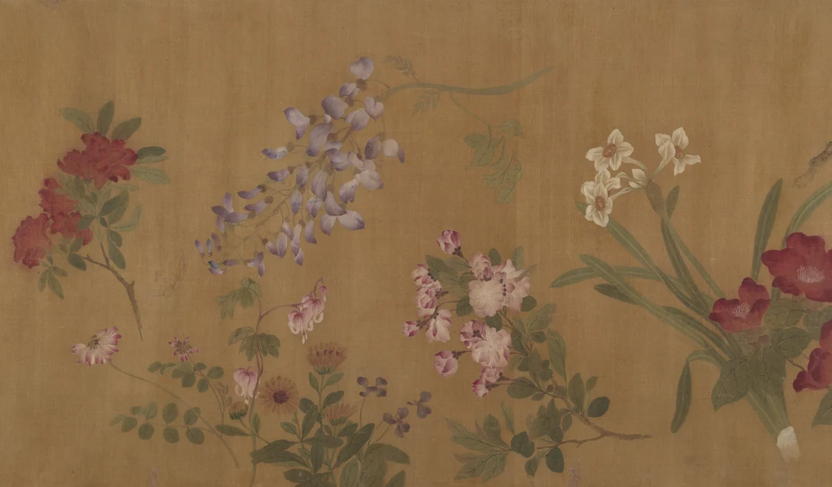 The Hundred Flowers by Wang Yuan, painting, 1280-1380