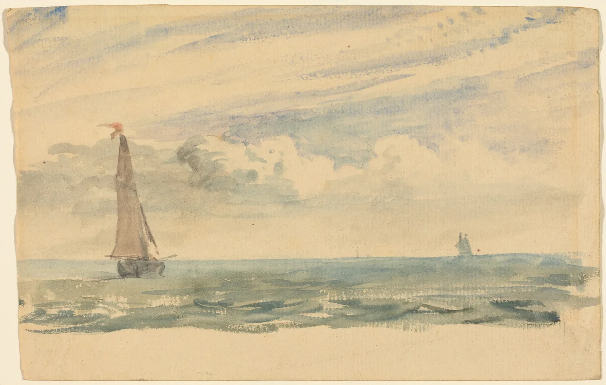 A Seascape with Two Sail Boats by John Constable, drawing, 1776-1837