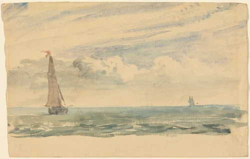 A Seascape with Two Sail Boats by John Constable, drawing, 1776-1837