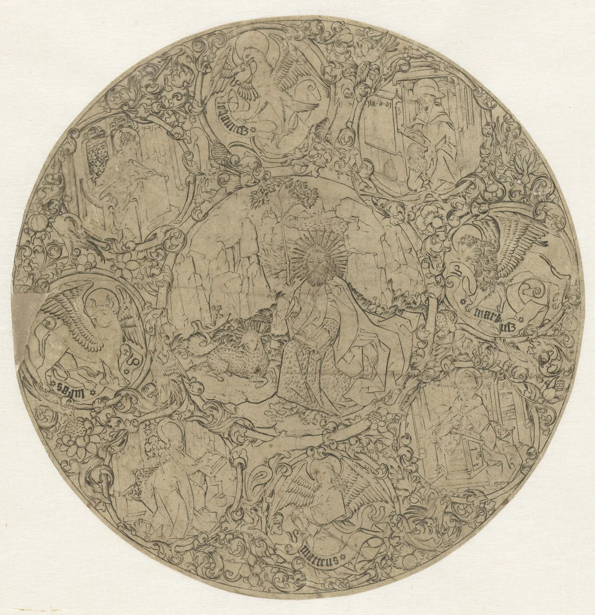 Johannes de Doper in de woestijn by Meester E.S., print, 1466