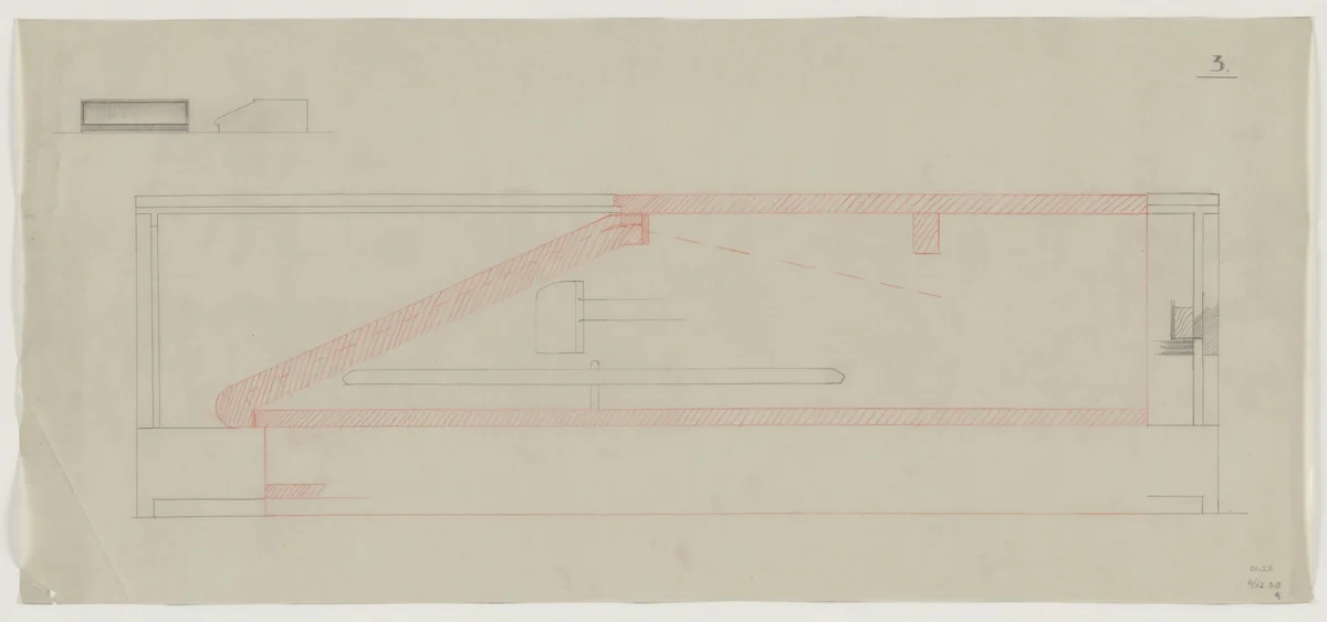 Design for Telefunken Record Player, Two elevations and section by Lilly Reich, mies van der rohe archive, 1938