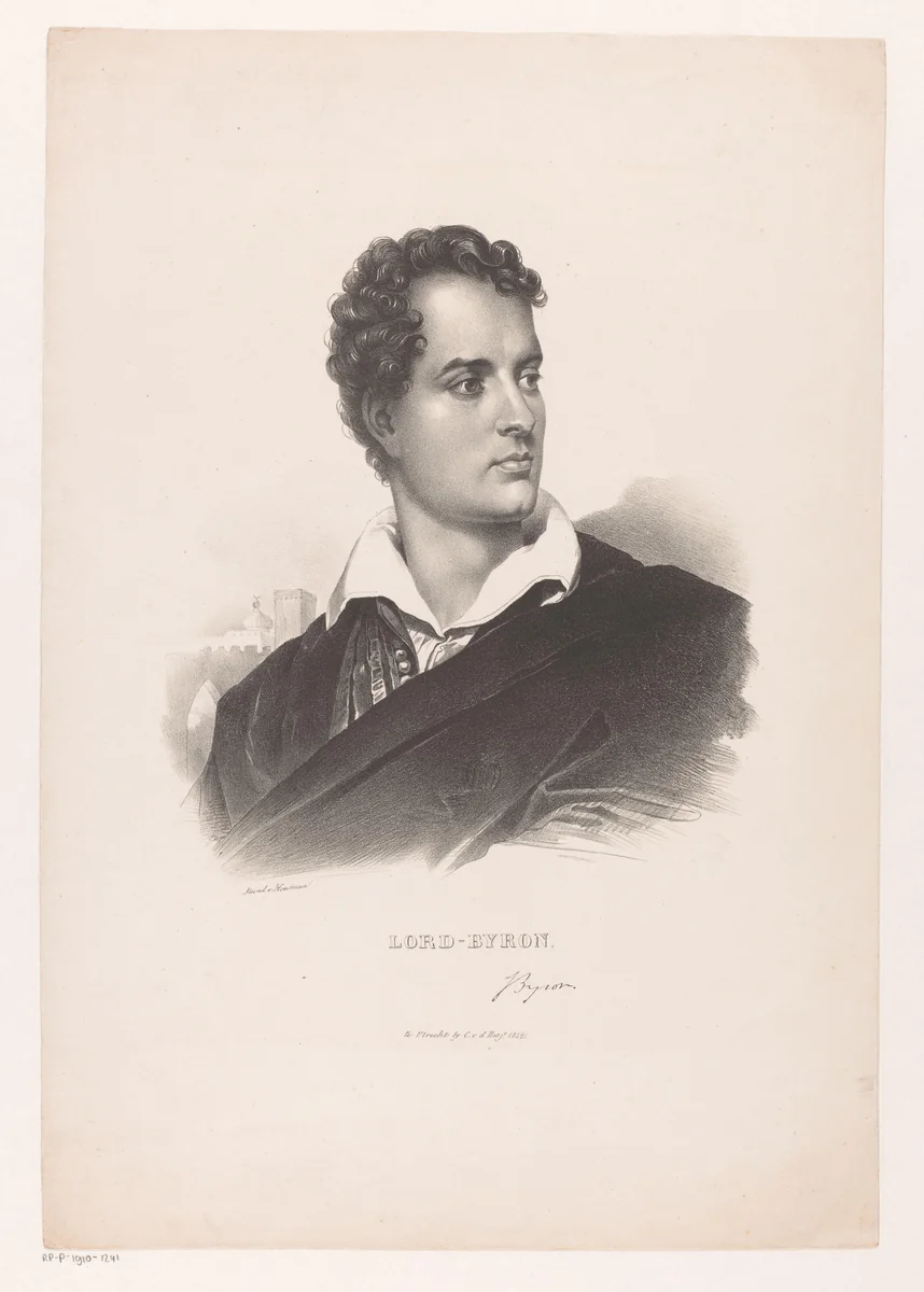 Portret van Lord Byron by anonymous, print, 1832