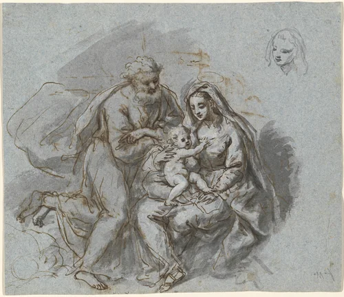 The Holy Family by Bartholomäus Ignaz Weiss, drawing, 1740-1814