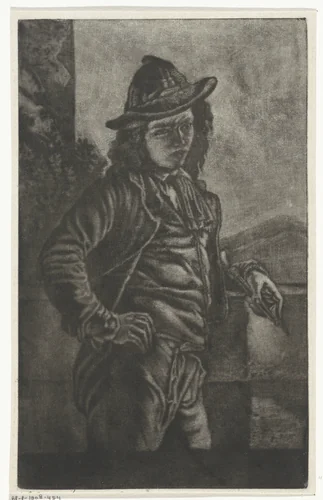 Staande jongen met een fluit by Eberhard Cornelis Rahms, print, 1854-1907