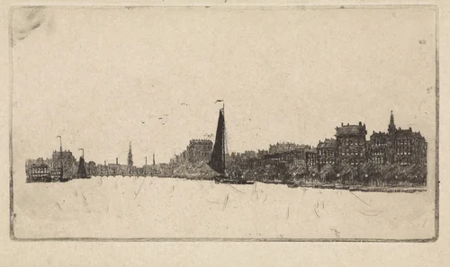 Gezicht vanaf de Amstel op Amsterdam by Elias Stark, print, 1887