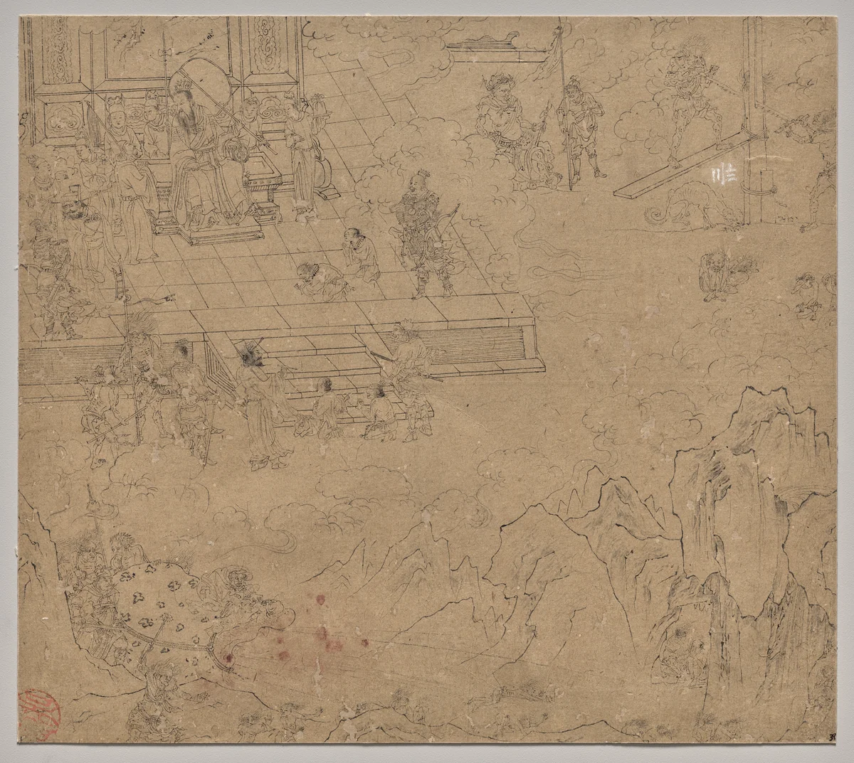 Album of Daoist and Buddhist Themes: Kings of Hells: Leaf 39 by Unknown, painting, 1200-1299