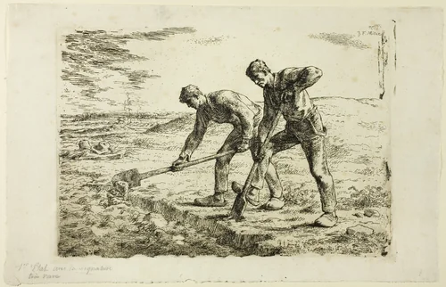 Two Men Digging by Jean-François Millet, print, 1855-1856
