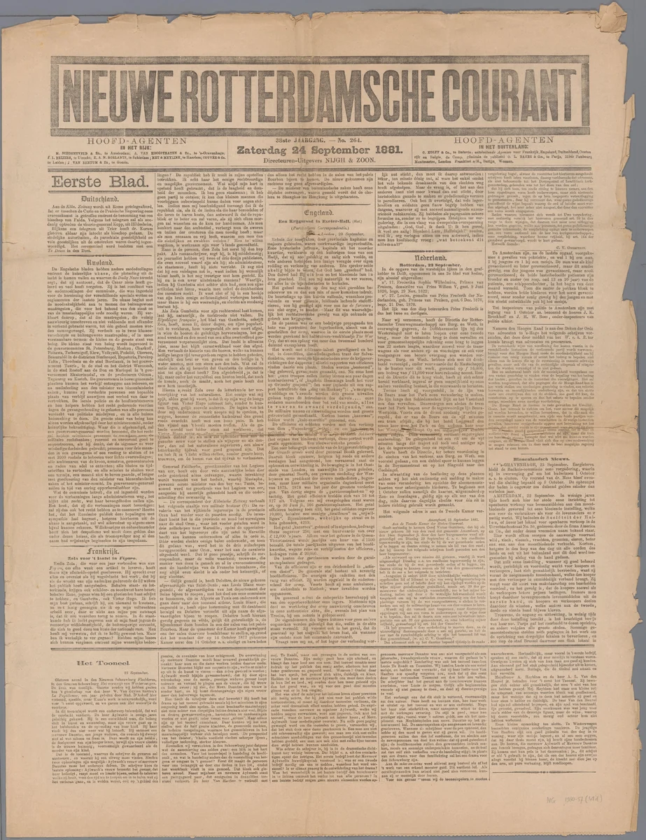 Nieuw Rotterdamsche Courant by Nijgh & Zoon, other, 1881