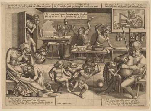 The Dissolute Household by Pieter Balten; Hieronymus Cock, print, 1520-1598