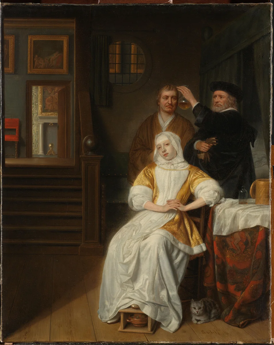 'The Anemic Lady' by Samuel van Hoogstraten, painting, 1660-1678