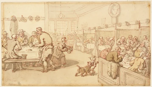 At an Old English Eating House by Thomas Rowlandson, painting, 1776-1827