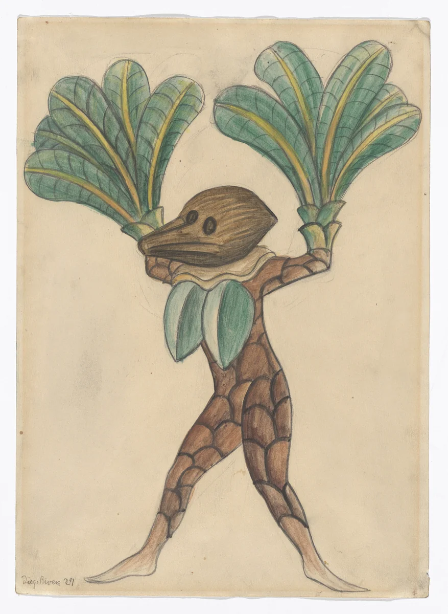 Cocoa Nut. Costume design for the ballet H.P. (Horsepower) by Diego Rivera, drawing, 1927