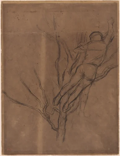 Man Pruning a Tree by Edgar Degas, drawing, 1834-1917