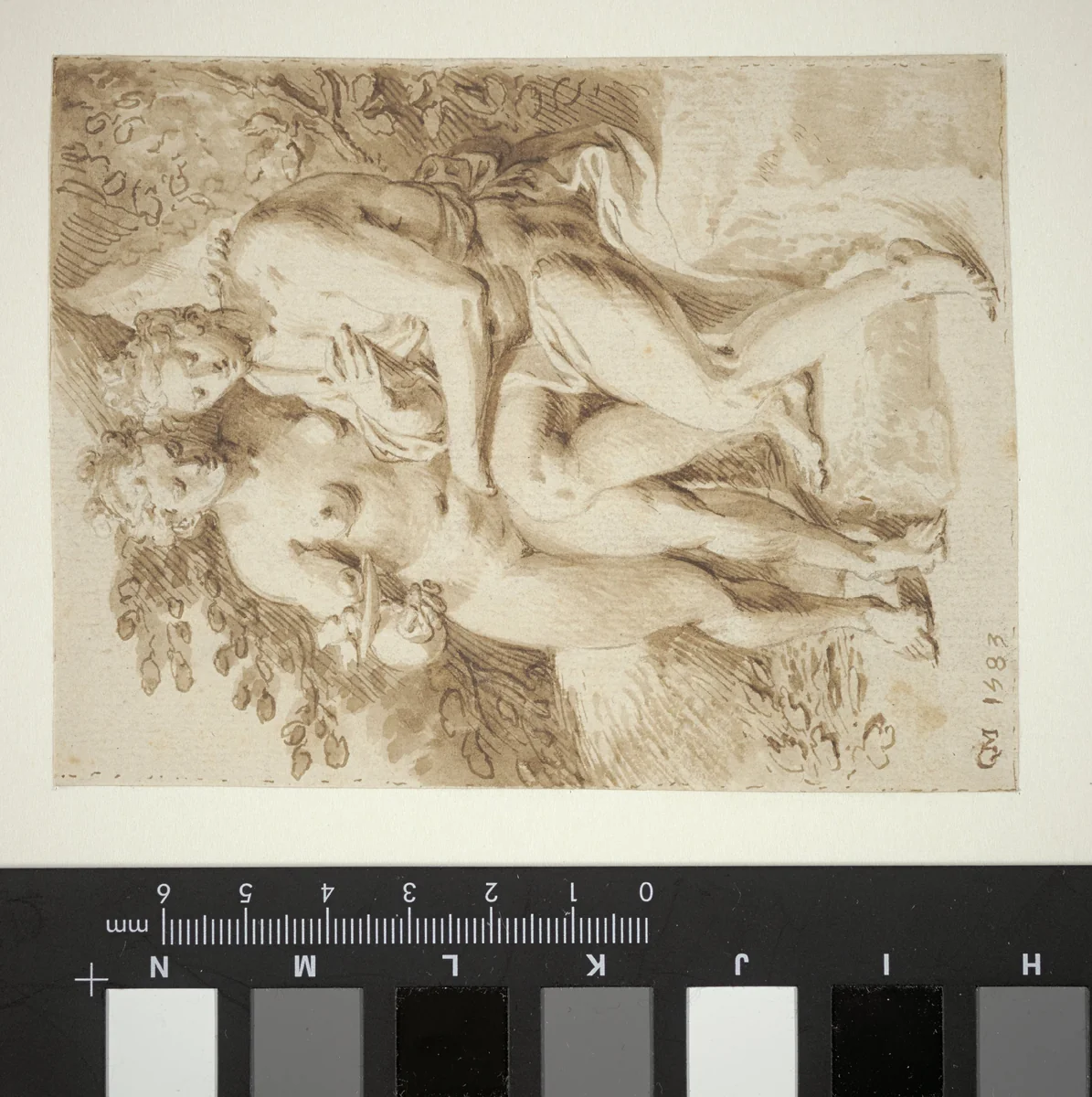 Venus and Adonis by Gillis Mostaert, drawing, 1583
