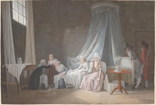 Madame Royale Cared for by Doctor Brunier, January 24, 1793 by Jean-Baptiste Mallet, drawing, 1793