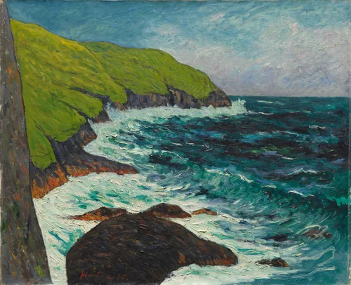 The Cliffs at Beg-ar-Fry, Saint-Jean-du-Doigt by Maxime Maufra, painting, 1895