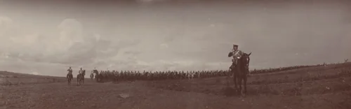 General Vladimir Nikolaevich Voeykov with Cavalry Lined Up Behind Him, Ropsha by Unidentified Photographer, photograph, 1907