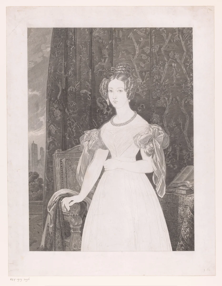Portret van Louise Marie van Orléans by Erin Corr, print, 1832
