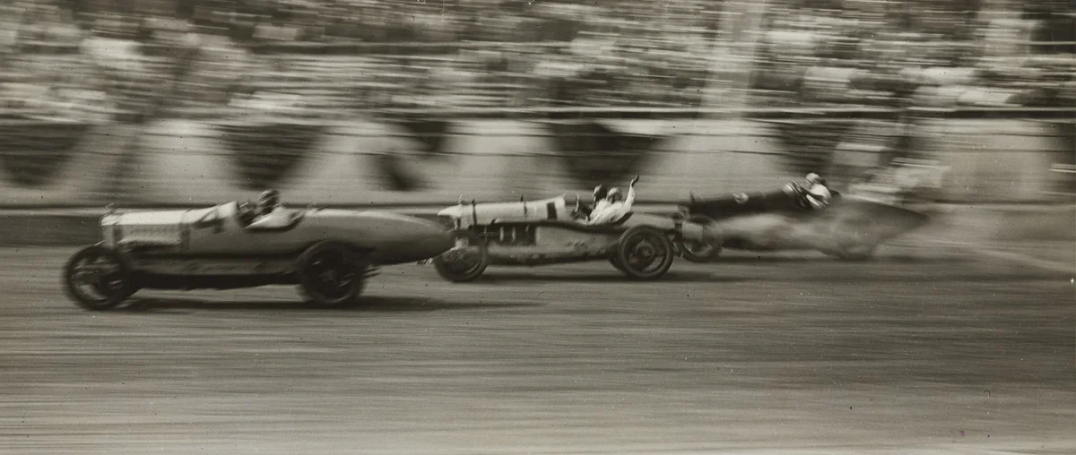 Ralph De Palma Crossing the Finish Line by Times Photo Service, photograph, 1918