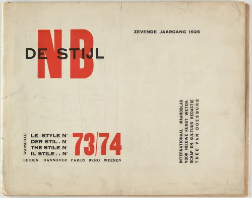 De Stijl NB 73/74 by Theo van Doesburg, design, 1926