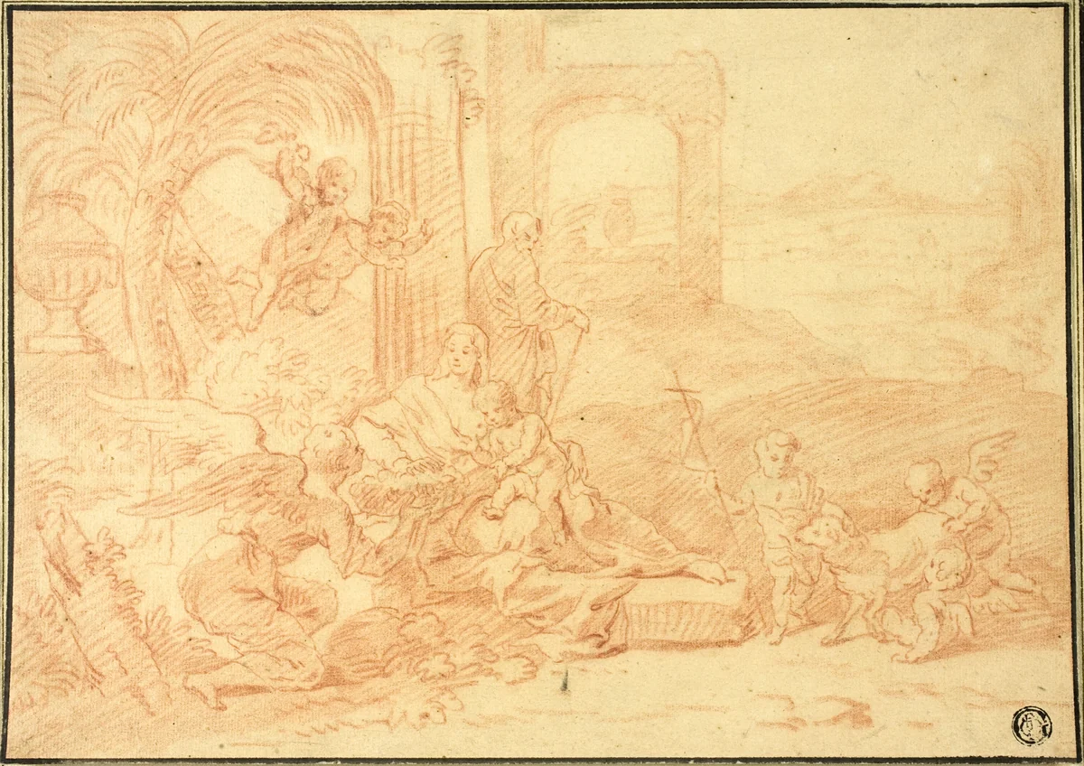 The Holy Family with Saint John the Baptist and Angels by Johannes Glauber
Jacob Jordaens, drawing, 1666-1726