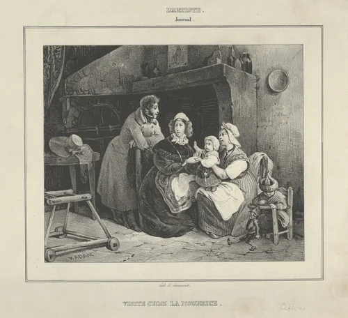Visite Chez la Nourrice (Visit to the Wetnurse), from "L'Artiste" by Victor Adam, print, 1820-1866